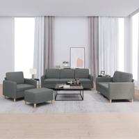 4-delige Loungeset met kussens stof donkergrijs