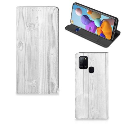 Samsung Galaxy A21s Book | Wallet Case | White Wood