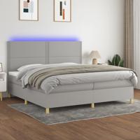Boxspring met matras en LED stof lichtgrijs 200x200 cm