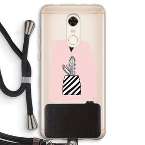 Zwart-wit cactus: Xiaomi Redmi 5 Transparant Hoesje met koord