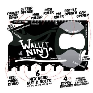 Ninja Wallet Multitool Creditcard - Bruikbaar voor 18 Verschillende Tools - Past in je Portemonnee - Multitool Kaart -