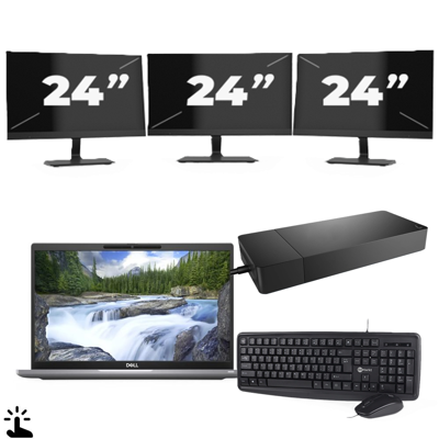 Dell Latitude 7320 - Intel Core i7-11e Generatie - 13 inch - Touch - 16GB RAM - 256GB SSD - Windows 11 Home + 3x 24 inch Monitor