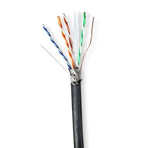 Nedis Netwerk Kabel Rol | CAT6 | Solid | S/FTP | Koper | 100.0 m | Buitenshuis | Rond | PE | Zwart | Gift Box - CCBG8598BK100S