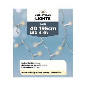 Lumineo kerstverlichting - 40 led - 195 cm - batterijen - warm wit - Kerstverlichting kerstboom
