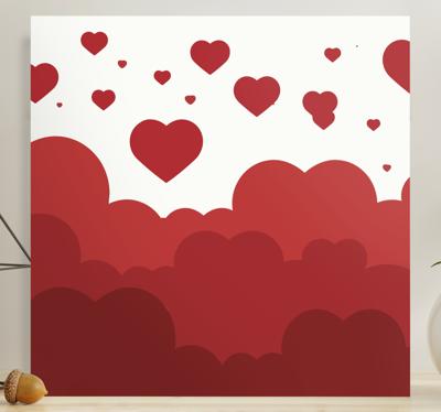 Canvas schilderij slaapkamer Rood hart wolk ontwerp