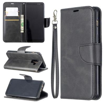 Retro Lambskin textuur zuivere kleur horizontale Flip PU lederen case voor Galaxy A8 2018 & A530 met houder & kaartsleuven & portemonnee & Lanyard (z