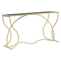 Mauro Ferretti Sunshine Console in goud metaal met zwart glazen blad