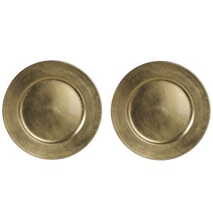 12x Ronde diner/kerstdiner borden/onderborden goud glimmend 33 cm