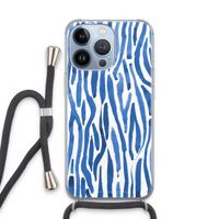Blauwe nerven: iPhone 13 Pro Transparant Hoesje met koord