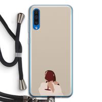 I drink wine: Samsung Galaxy A50 Transparant Hoesje met koord