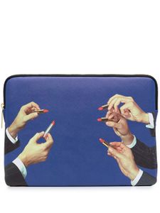 Seletti étui d'ordinateur imprimée - Bleu