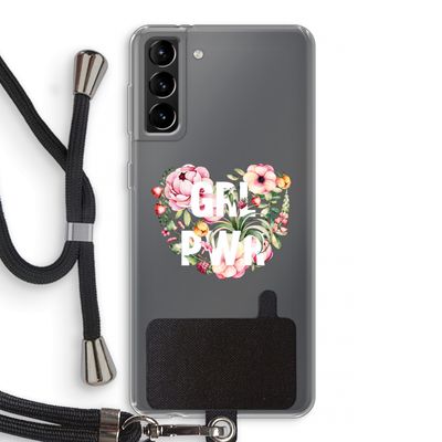 GRL PWR Flower: Samsung Galaxy S21 Plus Transparant Hoesje met koord