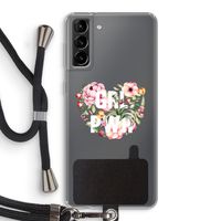 GRL PWR Flower: Samsung Galaxy S21 Plus Transparant Hoesje met koord