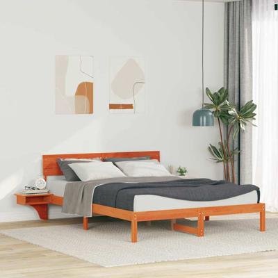 Bedframe met nachttafels met hoofdeinde Wasbruin 150 x 200 cm