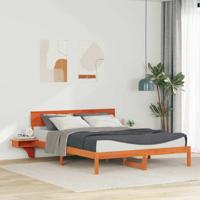 Bedframe met nachttafels met hoofdeinde Wasbruin 150 x 200 cm