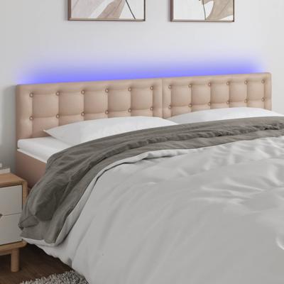Hoofdbord LED 160x5x78/88 cm kunstleer cappuccinokleurig