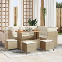 Tuinbankenset 9 pcs Beige poly rattan