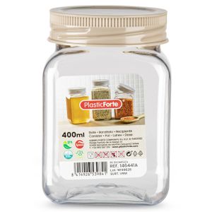 Voorraadpot/bewaarpot - 400 ml - kunststof - beige - B7 x H11 cm