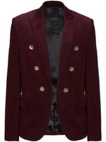 Balmain blazer croisé en velours côtelé - Rouge