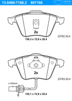 Remblokkenset, schijfrem ATE, u.a. für Audi