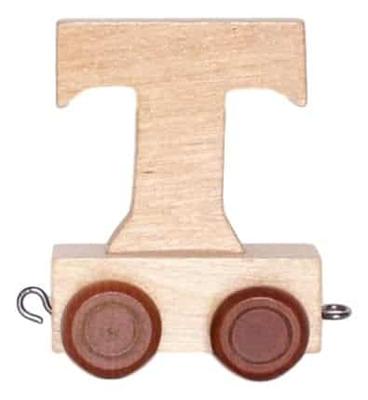 Bongers Speelgoed Houten letter t met wieltjes 6 cm hoog