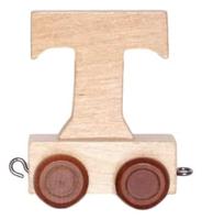 Bongers Speelgoed Houten letter t met wieltjes 6 cm hoog