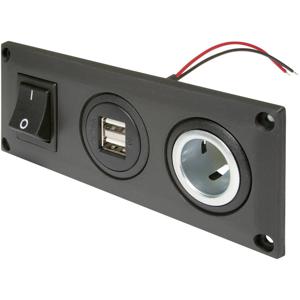 ProCar Einbausteckdose mit USB-A Doppelsteckdose schaltbar + 1 Powersteckdose Inbouwstopcontact met USB-A dubbel stopcontact schakelbaar + 1 power-contactdoos