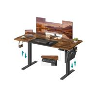 In hoogte verstelbaar bureau met geheugenfunctie, Vintagebruin + zwart / 60 X 140 cm In hoogte verstelbaar bureau met geheugenfunctie, Vintagebruin + zwart / 60 X 140 cm