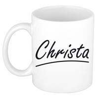 Christa Naam koffiemok - beker - met sierlijke letters - wit - 300 ml - Cadeau - Dames