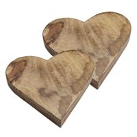 Set van 2x stuks houten serveerplank/dienbladen hartvorm 26 cm - thumbnail