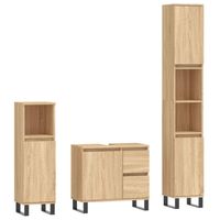 The Living Store Badkamermeubelset - Trendy - Badkaast 30x30x190 cm - Sonoma eiken - Duurzaam materiaal