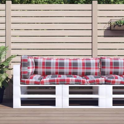 VidaXL Palletkussens 3 st ruitpatroon stof rood