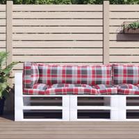 VidaXL Palletkussens 3 st ruitpatroon stof rood