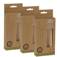 BBQ/verjaardag/camping bestek - lepels - 120x - hout - 16 cm - eco friendly/composteerbaar - wegwerp