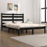 Bedframe massief grenenhout zwart 140x190 cm