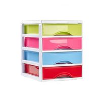 Ladeblokje/bureau organizer 4x lades - multi colour - L18 x B21 x H23 cm - plastic - thumbnail