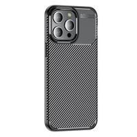 iPhone 15 Pro Beetle Koolstofvezel TPU Hoesje - Zwart