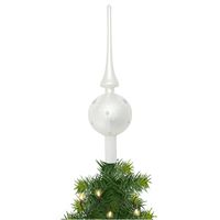 Kerst piek van glas mat wit gedecoreerd H28 cm