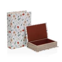 Decoratieve Doos Versa Verdi Canvas Hout MDF Blommor Boek