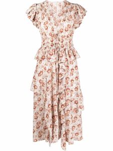 Ulla Johnson robe volantée à fleurs - Tons neutres