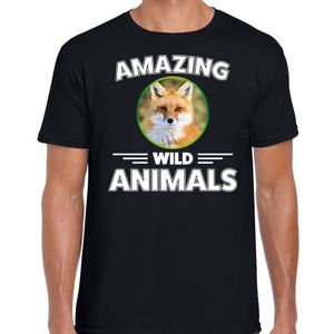 T-shirt vossen amazing wild animals / dieren zwart voor heren 2XL  -