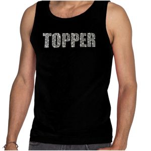 Glitter tanktop zwart Topper rhinestones steentjes voor heren - Glitter tanktop/ outfit