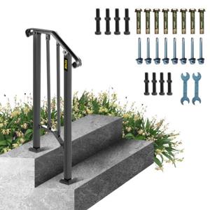 VEVOR Balustrade Trap Smeedijzeren Leuning 1-2 Treden Trap Leuning 17,3 cm Smeedijzeren Rail Afstand Tussen Palen 30 cm Outdoor Indoor Trapleuning