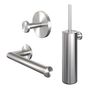 Brauer Brushed Edition set met handdoekhaak, toiletrolhouder en toiletborstelset RVS geborsteld PVD