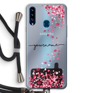 Hartjes en kusjes: Samsung Galaxy A20s Transparant Hoesje met koord
