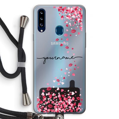 Hartjes en kusjes: Samsung Galaxy A20s Transparant Hoesje met koord