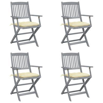 Tuinstoelen 4 st inklapbaar met kussens massief acaciahout