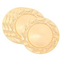 Diner/Kerstdiner onderborden - 4x - goud - kerstprint - rond - D33 cm - multifunctioneel
