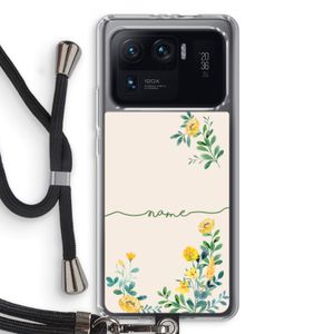 Gele bloemen: Xiaomi Mi 11 Ultra Transparant Hoesje met koord