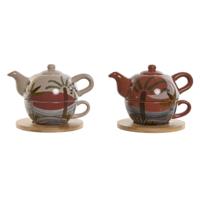 Theepot Home ESPRIT Wit Beige Terra cotta Licht Roze Dolomite 750 ml (2 Stuks)